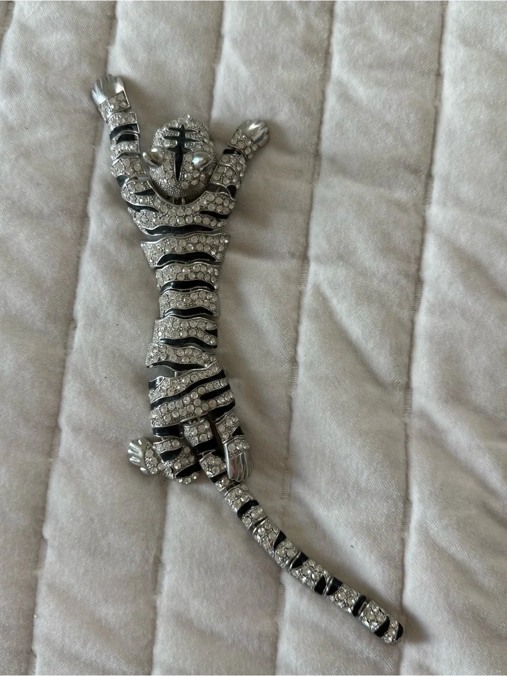 Vintage hollywood regency avant garde maximalist articulated tiger large brooch